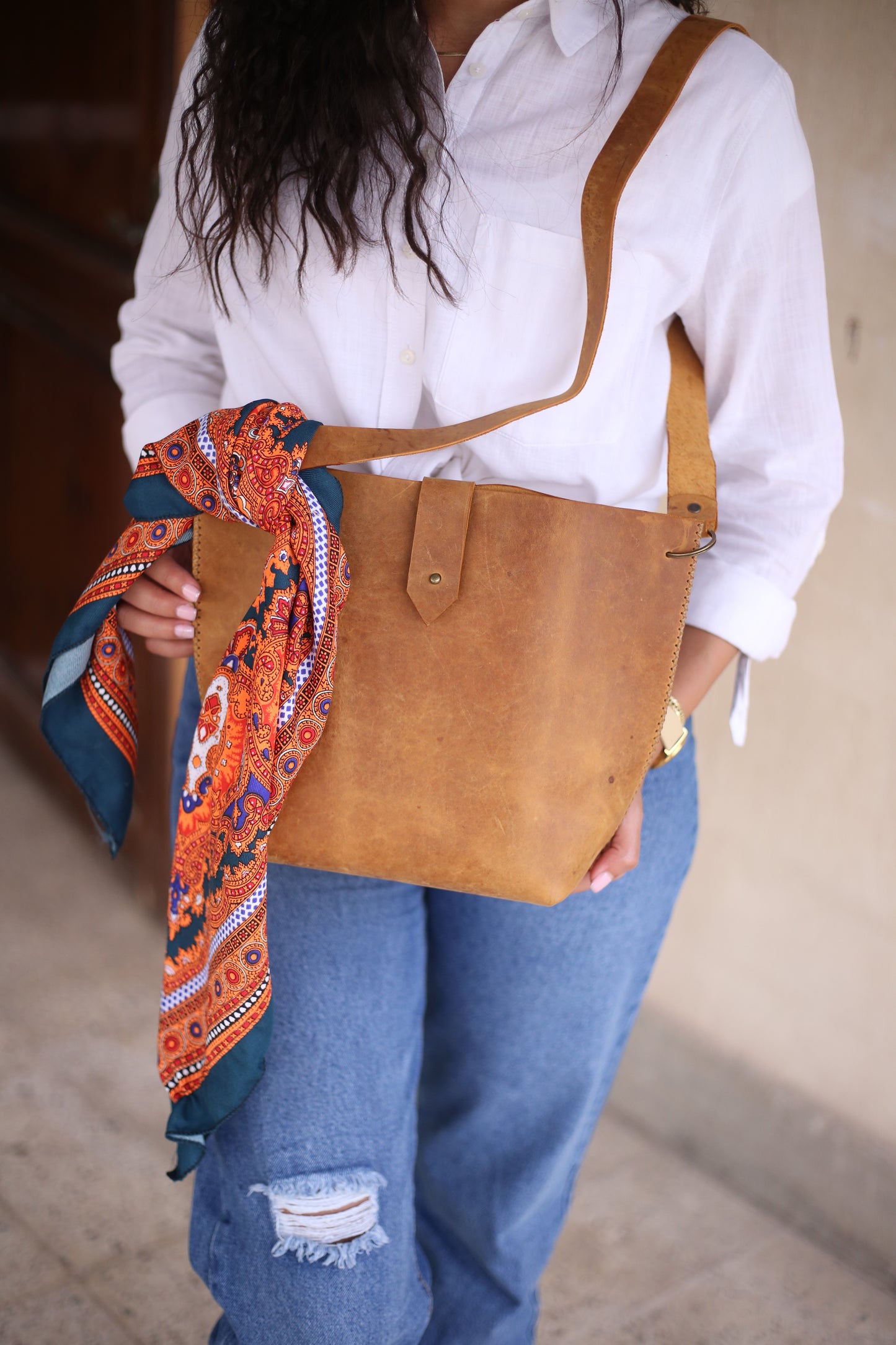 Handmade Leather Bag For Women, Hand stitched Handbag For Her, Beige Purse, Gifts For Her, Crossbody Bag