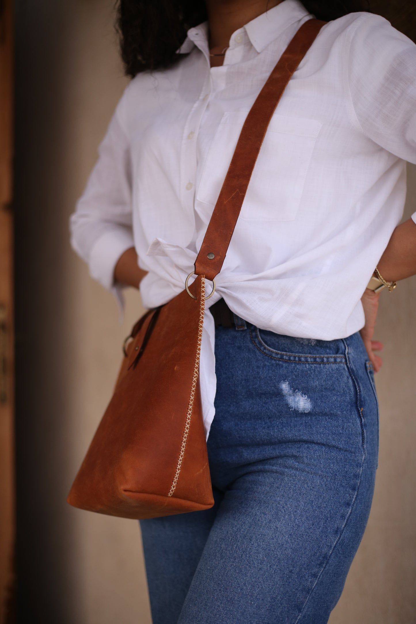 Handmade Leather Bag For Women, Hand stitched Handbag For Her, Beige Purse, Gifts For Her, Crossbody Bag